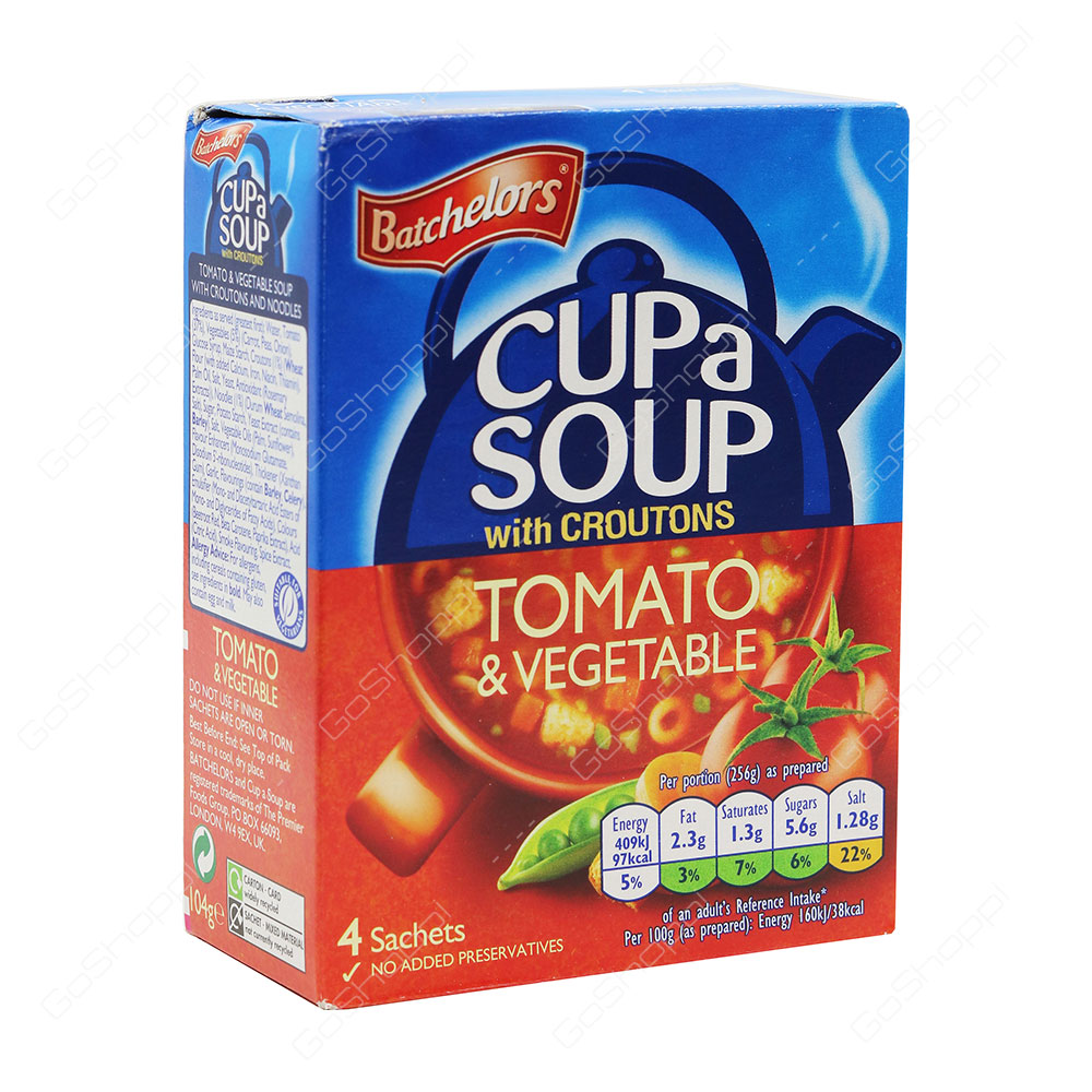 Batchelors Cup a Soup With Croutons Tomato And Vegetable 4 Sachets