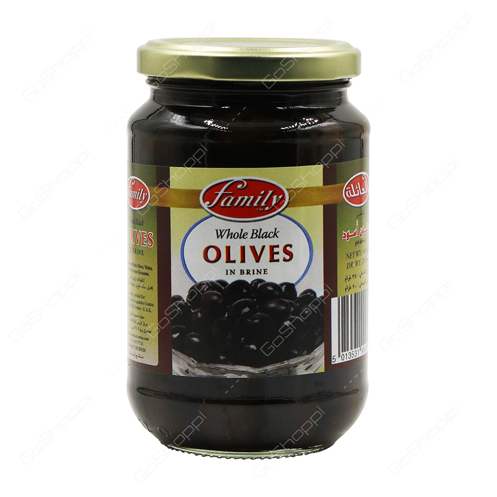 Family Whole Black Olives In Brine 340 g