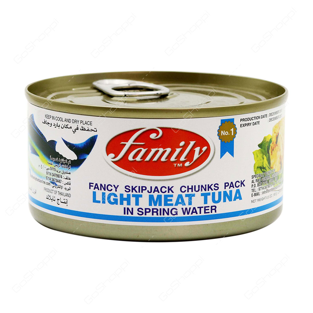 Family Fancy Skip Jack Chunks Pack Light Meat Tune In Spring Water 120 g